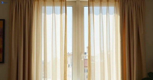 Dull dusty drapes in bray-park before professional cleaning